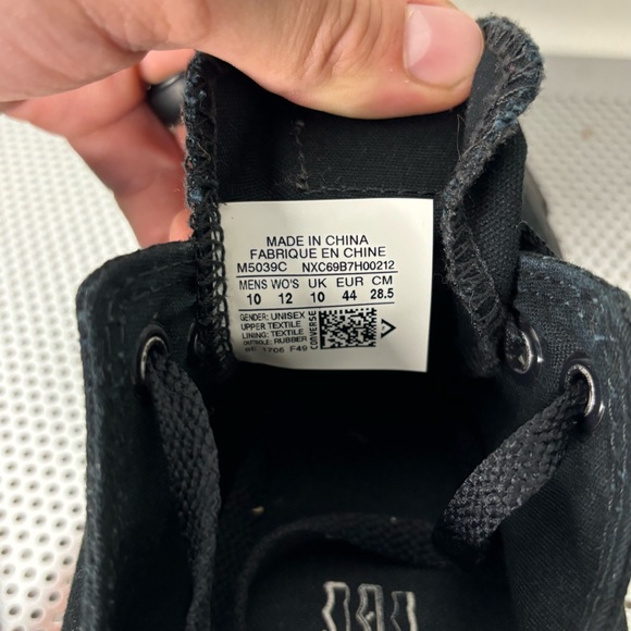 Converse All Star Chuck Taylor Low Top Black Monochrome Size M 10 / W 12 - Picture 10 of 10